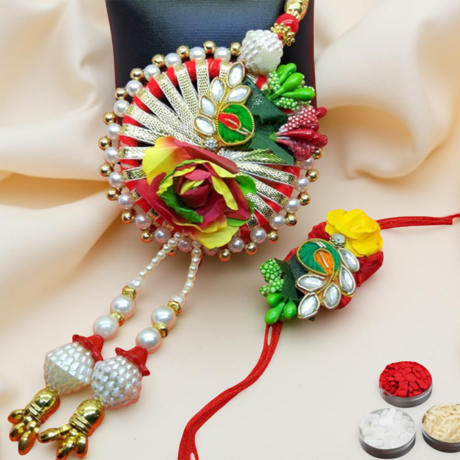 Colorful Gota Patti Lumba Rakhi Set-01 Colorful Gota Patti Lumba Rakhi Set