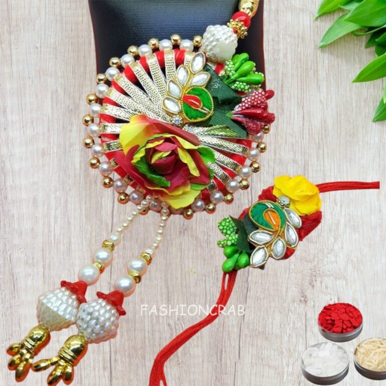 Colorful Gota Patti Lumba Rakhi Set