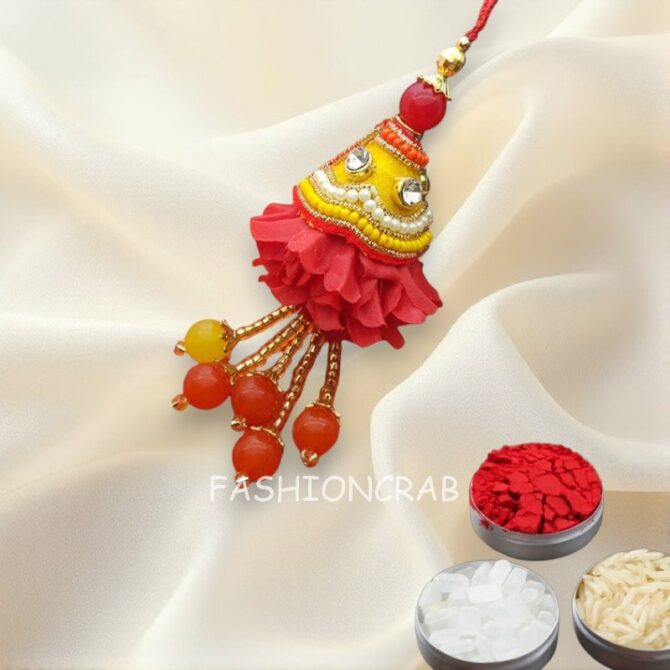 Fancy Orange Pearl Lumba Rakhi-02 Fancy Orange Pearl Lumba Rakhi