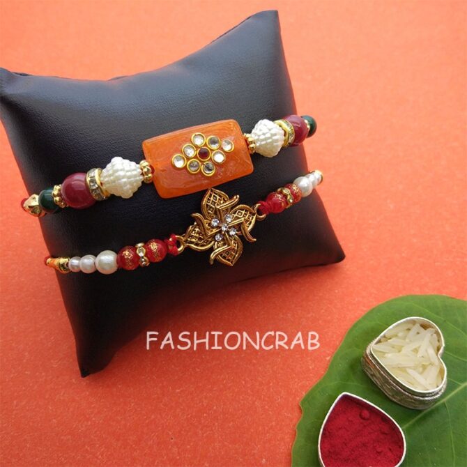 Fancy Pearl Rakhi Set of 2 Fancy Pearl Rakhi Set of 2