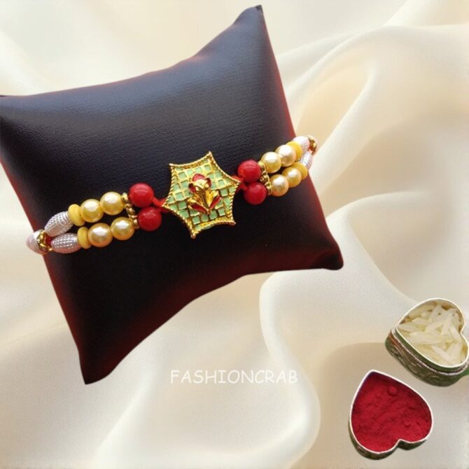 Ganesh Pearl Rakhi for Brother-01 Ganesh Pearl Rakhi for Brother