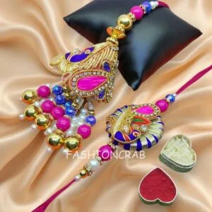 Handmade Designer Lumba Rakhi Set for Bhai Bhabhi