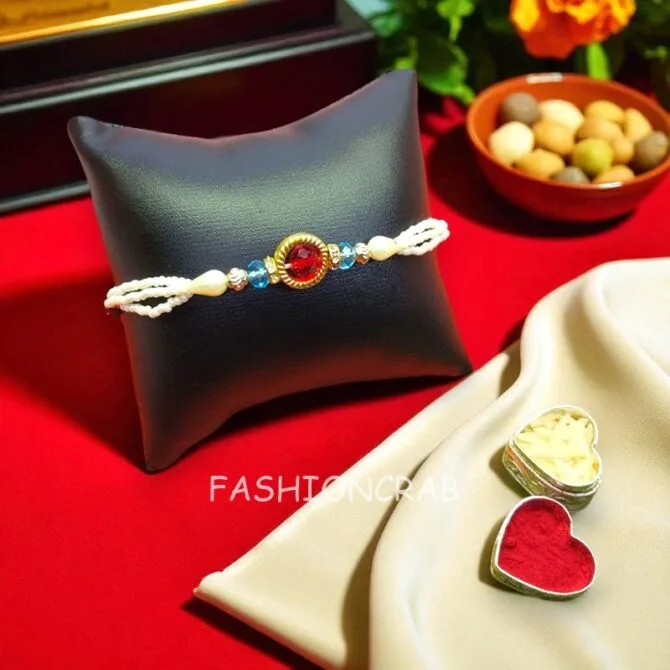 Handmade Pearl Rakhi-01 Handmade Pearl Rakhi
