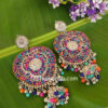 Multicolor Big Indian Oxidized Silver Earring