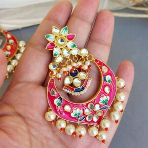 Neon Dark Pink Meenakari Earring