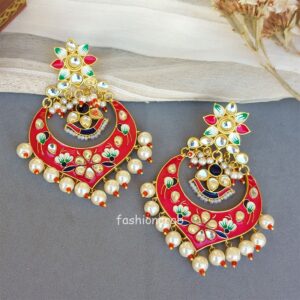 Neon Dark Pink Meenakari Earring
