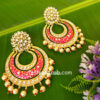 Pink Enamel Kundan Studded Pearl Embellished Chandbali