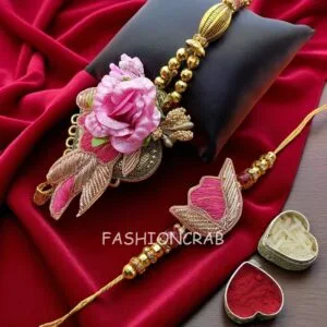 Pink Flower Lumba Rakhi Set
