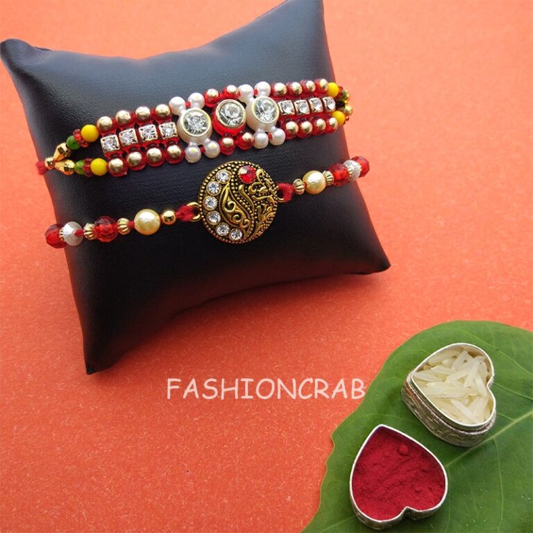 Red Beads Rakhi Set of 2