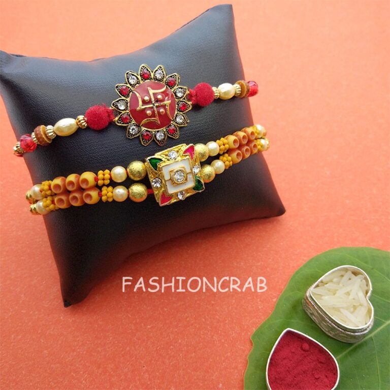Set of 2 Swastik and Designer Rakhi