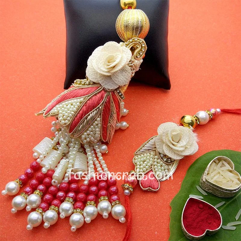 Traditional Pearl Lumba Rakhi Set