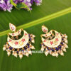 White Enamel Chandbali Layered Pearl Earrings