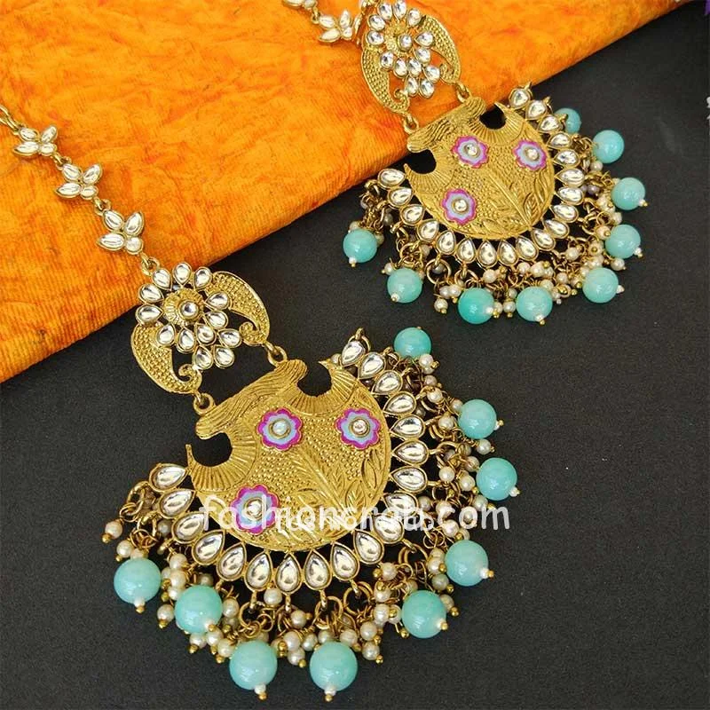 Blue Ethnic Chandbali Earring for Women