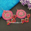 Pink Orange Beads Oxidized Jhumka Earrings for College