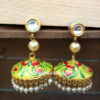 Yellow Kundan Meenakari Jhumka Earring