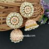 Floral Hand Painted Peach Meenakari Jhumka for Women