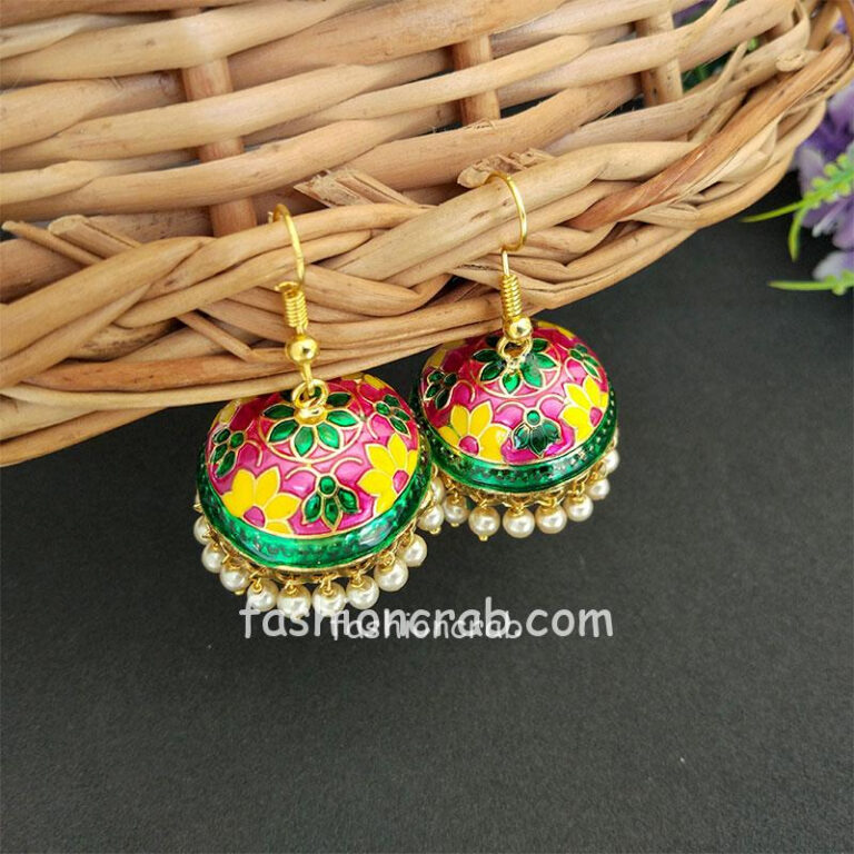 Green Yellow Pearl Small Jhumki Earring