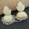 Light Green Meenakari Big Jhumka Earrings for Wedding