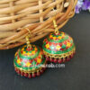 Yellow Maroon Pearl Meenakari Jhumki Earring