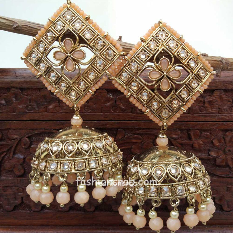 Big Size Jhumka for Peach Color Gown