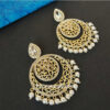 Gold Tone Pearl Chandbali Earring
