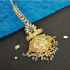 Gold Tone Pearl Earring with MaangTikka for Grey Saree