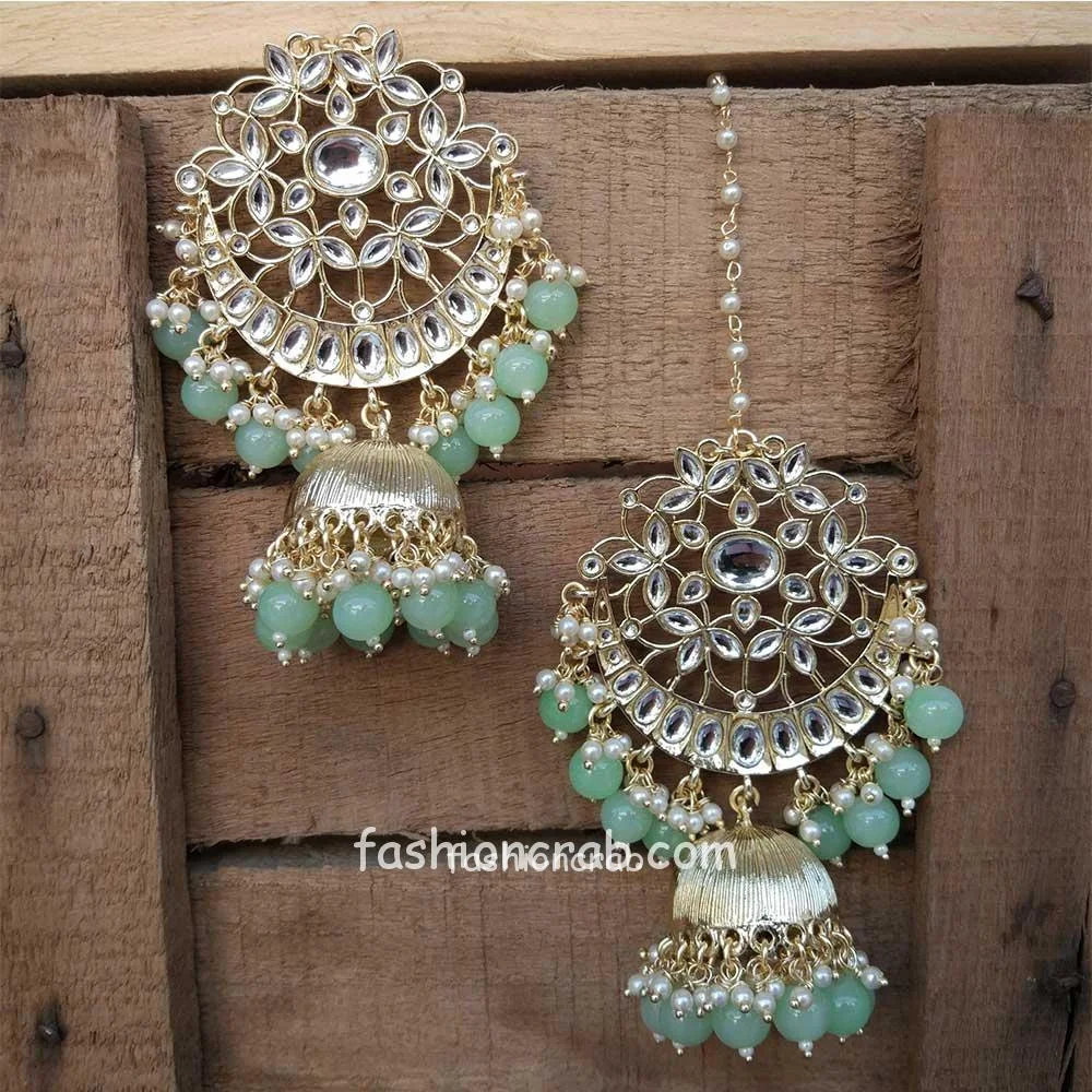 Green Pearl Kundan Celebrity Jhumka Earring