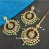 Light Green Colour Kundan Earring with Maangtikka
