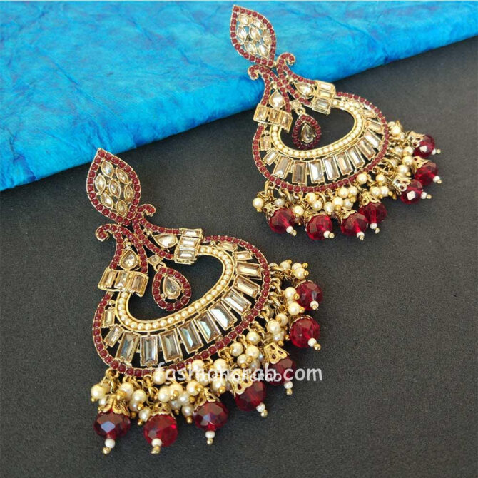 Maroon Pearl Earrings for Party Maroon Pearl Earrings for Party