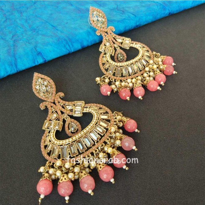 Pink Pearl Earrings for Party Pink Pearl Earrings for Party