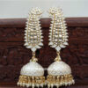 White Meenakari Long Jhumka Earring