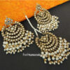 White Pearl Punjabi Earrings with Tikka for Wedding