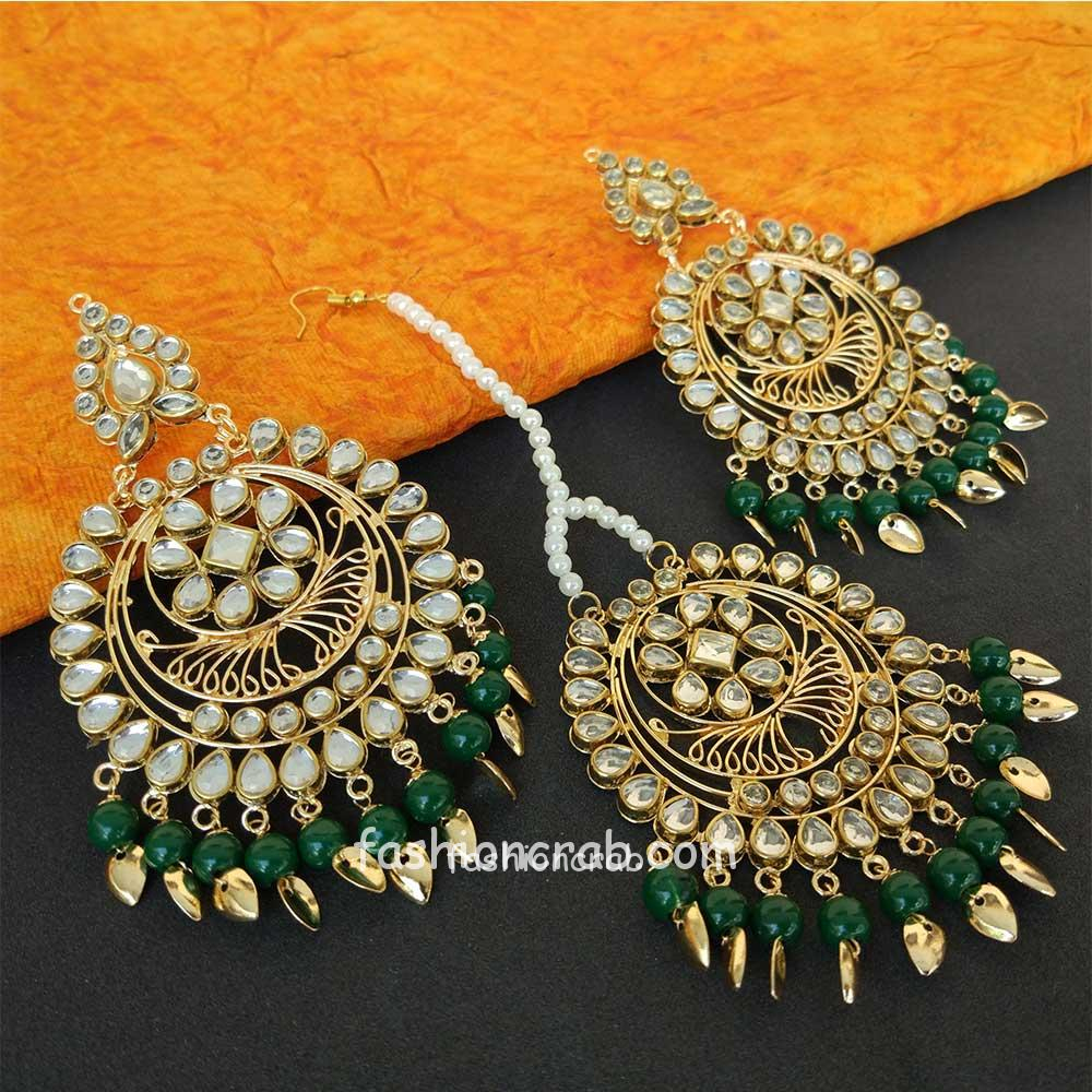 Traditional Punjabi tikka +earrings - Jadau Jewellers