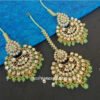 Light Green Colour Ethnic Kundan Earring with Maangtikka Set