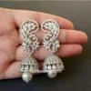 Silver Tone AD Stone Jhumka Earring