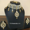 White Kundan Inspired Pearl Beaded Choker Necklace Set for Women