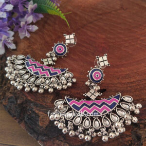 German Silver Meena Work Earrings
