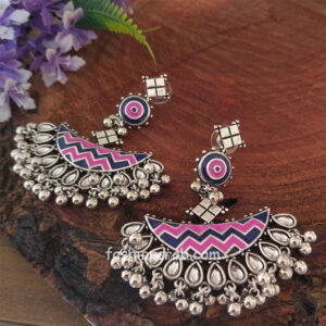 German Silver Meena Work Earrings