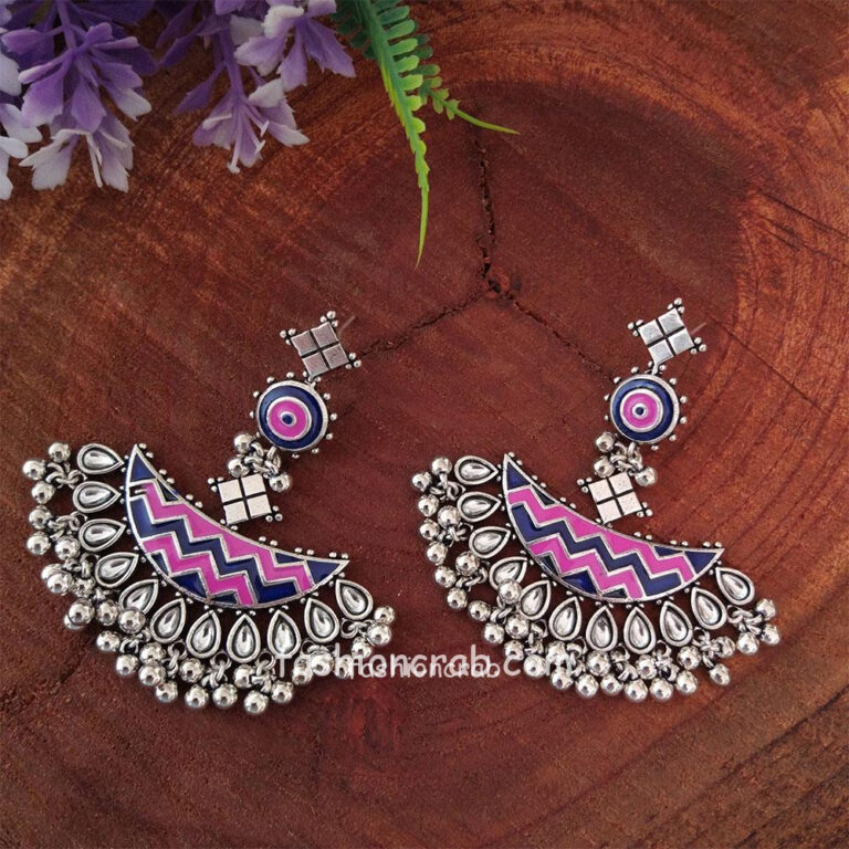 German Silver Meena Work Earrings