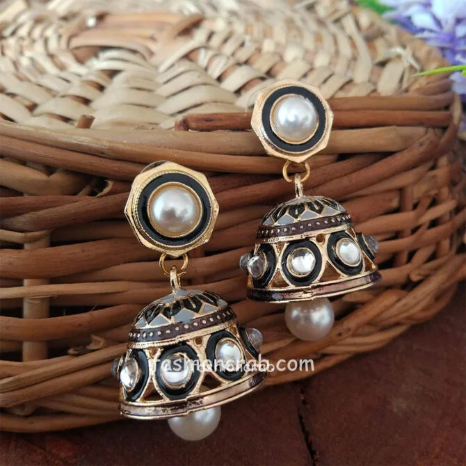 Gray Colour Jhumka Earrings with Pearl Gray Colour Jhumka Earrings with Pearl