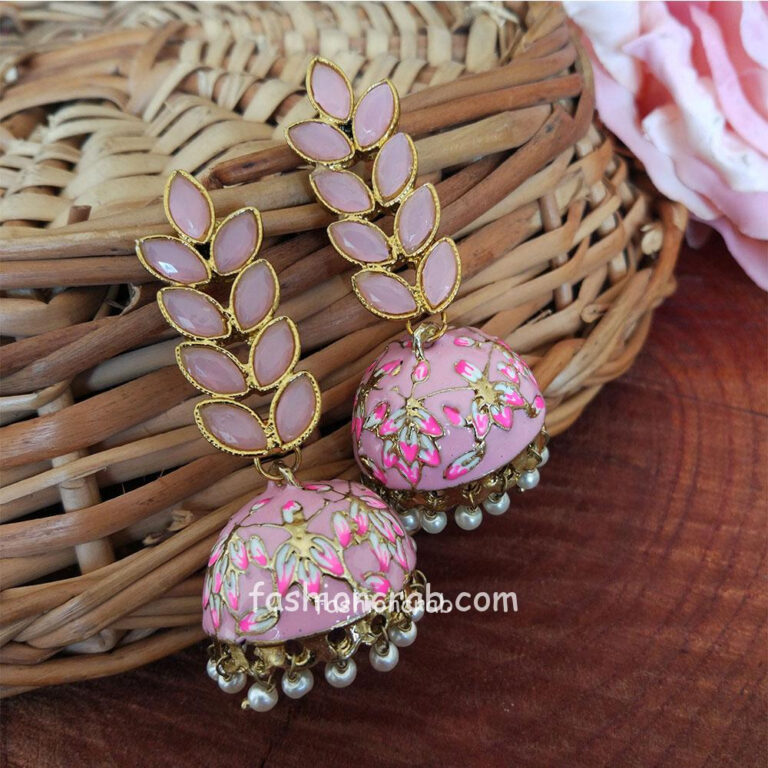 Lemonade Pink Enamel Fusion Jhumka Earring