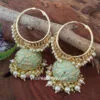 Mint Green Colour Heavy Jhumka Bali for Saree Mint Green Colour Heavy Jhumka Bali for Saree