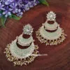 Mint Green Enamel Kundan Chandbali Earrings for Wedding