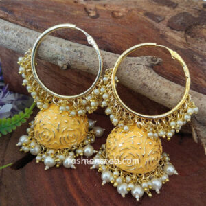 Orange Colour Heavy Jhumka Bali for Saree