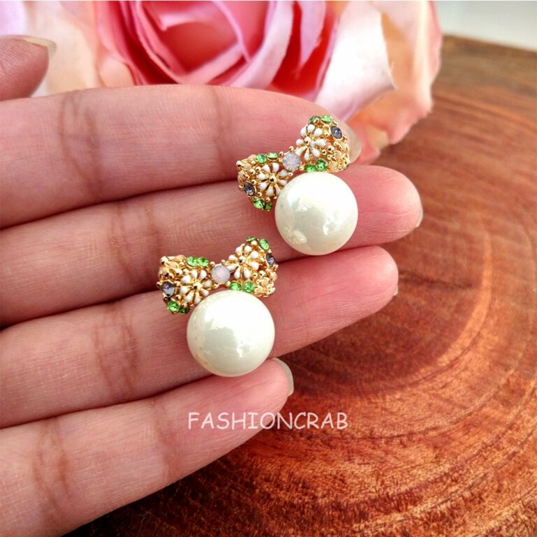 Pearl Bow Stud Earrings
