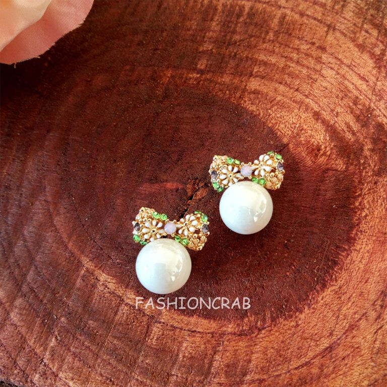 Pearl Bow Stud Earrings