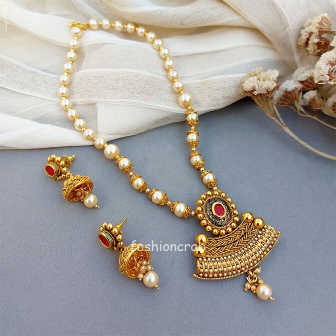 Pearl Golden Color Necklace Set-03 Pearl Golden Color Necklace Set