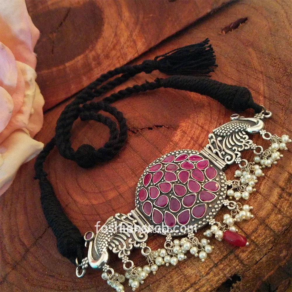 Pink Stone Choker Statement Necklace