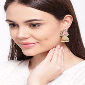 A-shape Solid Kurta with Jhumka Earrings
