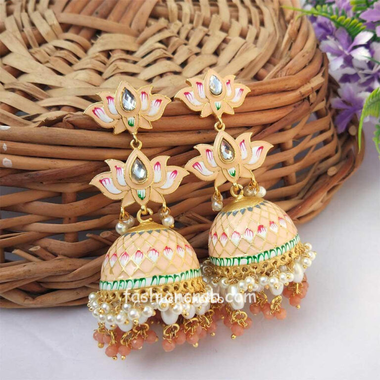 Orange Jhumka Earrings for Women